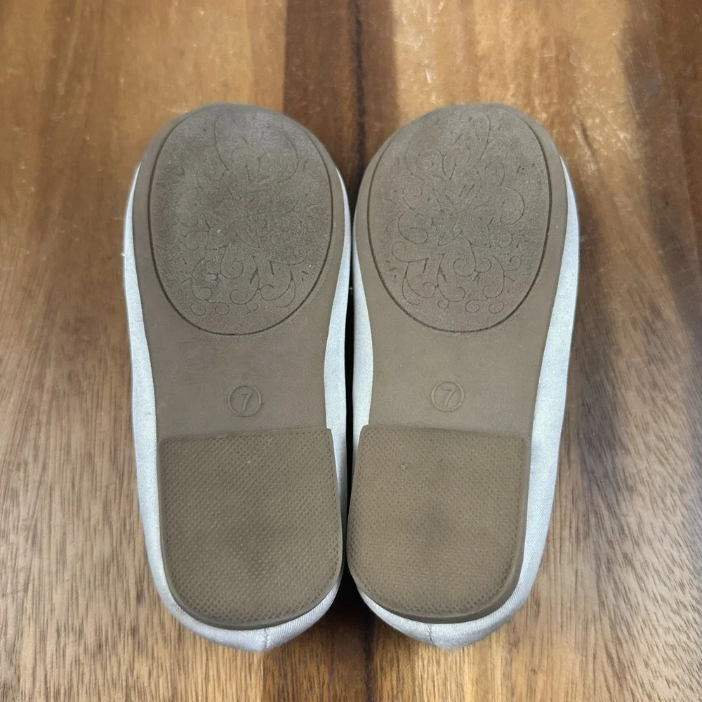 Little Kids Girls Dream Pairs Ivory Satin Beaded Mary Jane Ballet Flats Size 7 C